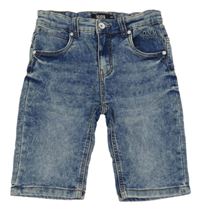 Modré plísňované riflové kraťasy 