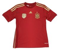 Červeno-zlaté pruhované sportovní tričko s výšivkami Adidas