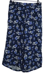 Dámské tmavomodré květované culottes kalhoty Bonmarché 