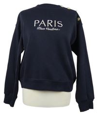 Dámská tmavomodrá mikina s nápisem a gombíky H&M