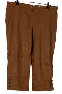 Dámské hnědé koženkové capri kalhoty Elena Eden