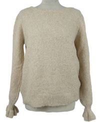 Dámský béžový svetr s mašlí 