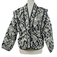 Nové - Dámský černo-bílý vzorovaný lehce zateplený cardigán Savida 