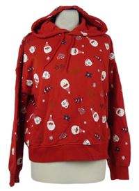 Dámská červená vánoční mikina s potiskem a kapucí Esmara 