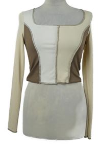 Dámské béžovo-hnědo-smetanové žebrované crop triko Shein 