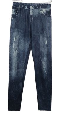 Dámské tmavomodré legíny riflového vzhledu 