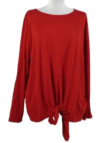 Dámské červené volné triko s uzlem Cecil 