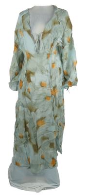 Dámské světlemodro-oranžové květované dlouhé šaty H&M