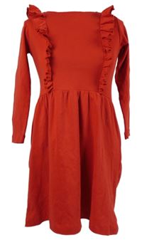 Dámské červené šaty s volánky 
