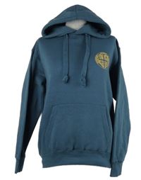 Pánská modrá mikina s potiskem a kapucí 