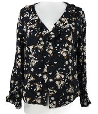 Dámská černá květovaná halenka s volánkem Papaya 