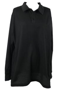 Pánské černé strukturované triko s límečkem 