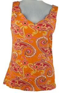 Dámský oranžovo-červený vzorovaný top Dorothy Perkins 