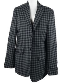Pánské šedo-tmavomodré kostkované vlněné sako Mario Fiorenzo 