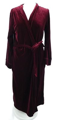 Dámský karmínový sametový župan s páskem M&S