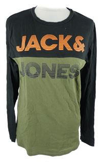 Pánské khaki-černé triko s logem Jack & Jones