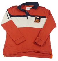Červeno-smetanotové polo triko s nášivkou zn. M&S