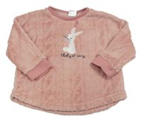 Růžová chlupatá mikina s králíčkem Little kids