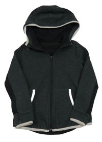 Tmavošedo-černá thermo propínací mikina s kapucí 