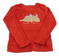 Červená chlupatá mikina s pejskem F&F