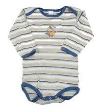 Modro-béžovo-bílé pruhované body se žirafou Topolino