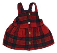 ČErveno-černo-zelené kostkované vlněné šaty F&F