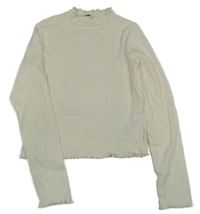 Smetanové žebrované crop triko Tom Tailor