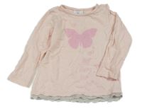 Světlerůžové triko s motýlkem Topomini