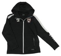 Černo-bílá sportovní propínací mikina s potiskem a kapucí Jako