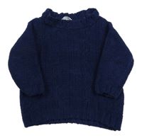 Tmavomodrý žinylkový svetr M&Co.