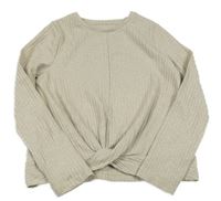 Béžové žebrované úpletové triko 