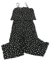 Černý květinový kalhotový overal C&A