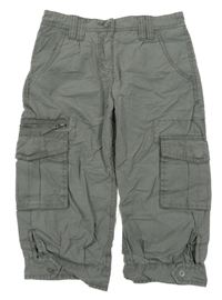 Šedé plátěné capri cargo kraťasy Marc O´Polo 