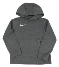 Šedá melírovaná mikina s logem a kapucí Nike