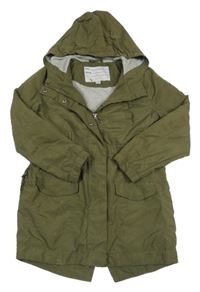 Khaki šusťáková podzimní parka s kapucí