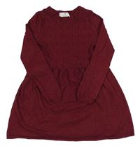 Vínové pletené šaty se vzorem H&M