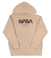 Pudrová mikina s nápisem a kapucí - NASA