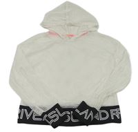 Bílé síťované crop triko s logem a kapucí River Island