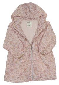Světlerůžová květovaná šusťáková podzimní parka s kapucí Next