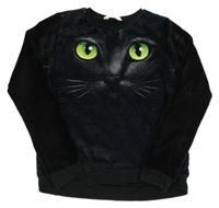 Černá chlupatá mikina s kočkou H&M