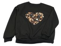 Černá mikina se srdíčky Shein