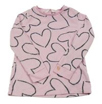 Světlerůžové fleecové pyžamové triko se srdíčky M&S