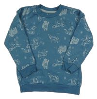 Modrá mikina se vlky a mamuty Nutmeg