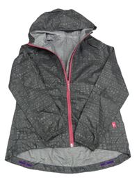 Antracitová vzorovaná šusťáková nepromokavá funkční bunda s kapucí Decathlon