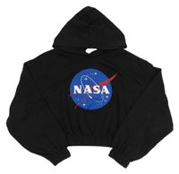 Černá crop mikina s kapucí NASA H&M