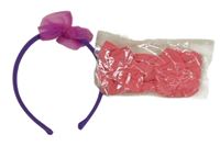 2x čelenka - fialová s mašlí + růžová textilní - nová