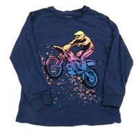 Tmavomodré triko s motorkářem Next