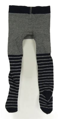 Šedo-tmavomodré pruhované punčocháče Topomini 