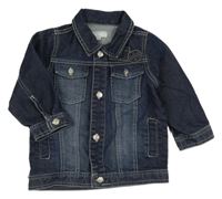 Tmavomodrá riflová bunda s výšivkou