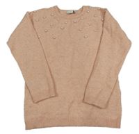 Lososový melírovaný svetr s perlami Name it